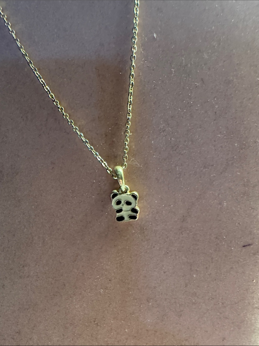 Kids Silver Tone Panda Pendant Necklace - Cute Black & Gold Charm 9”